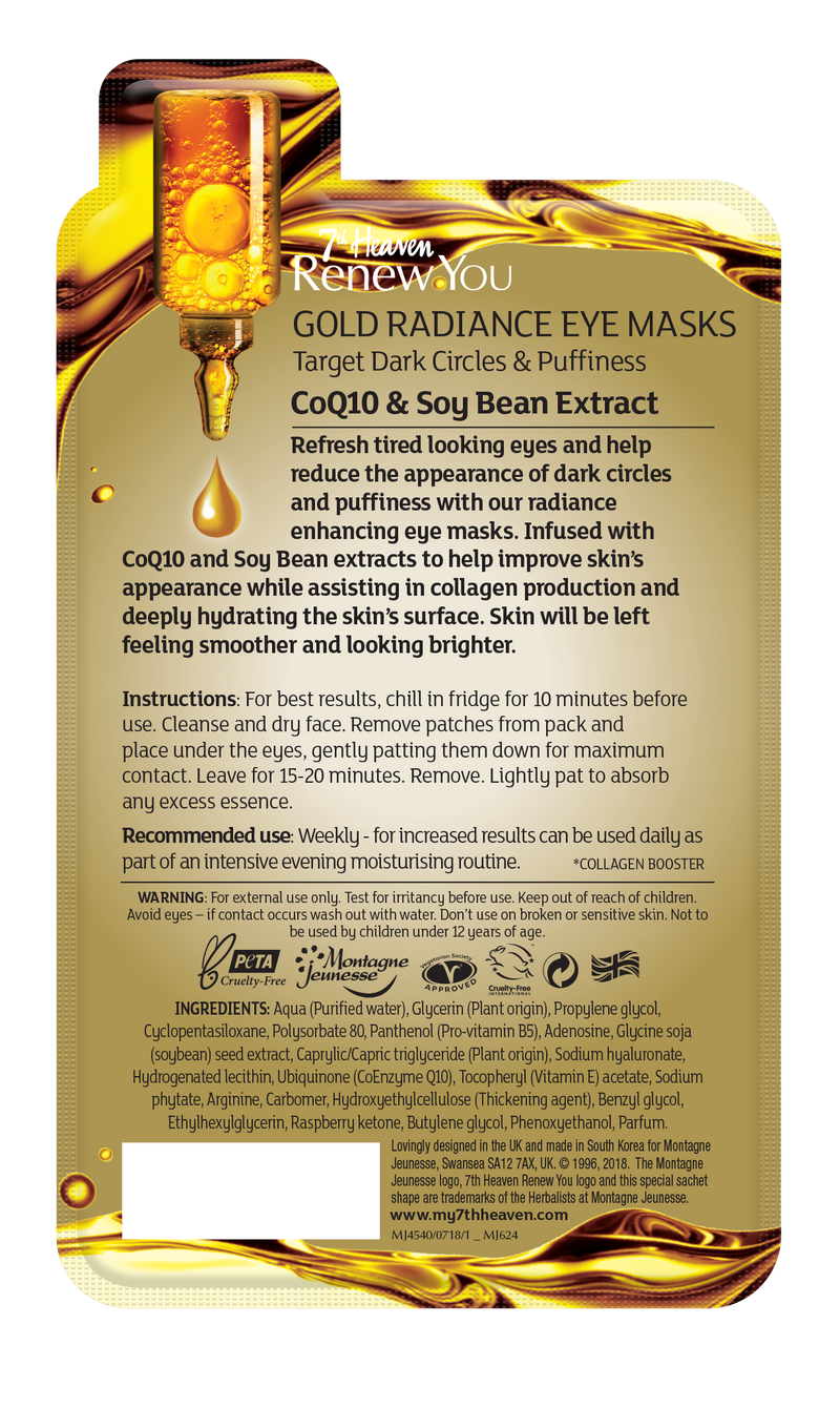 Renew You Gold Radiance Collagen Eye Mask Target Dark Circles & Puffiness 7th Heaven