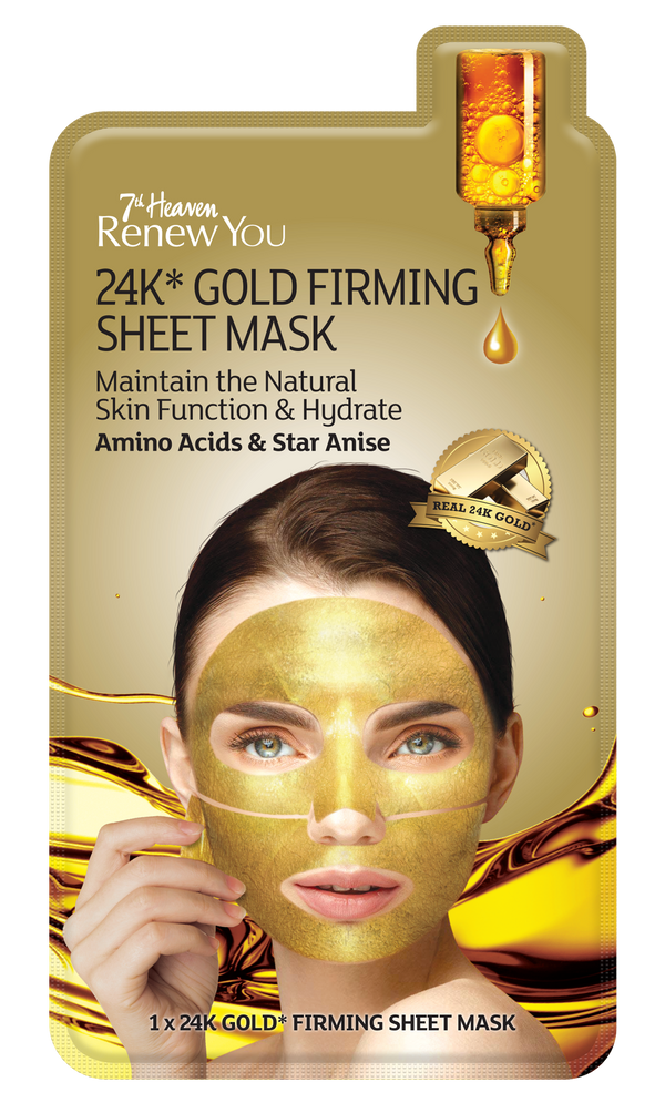 Renew You 24K Gold Firming Sheet Face Mask Skincare  7th Heaven